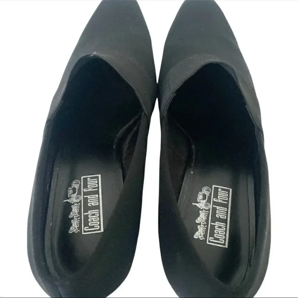 Coach and Four | Black Savory Fabric Slip On Elastic Heels In Women’s | 6.5M